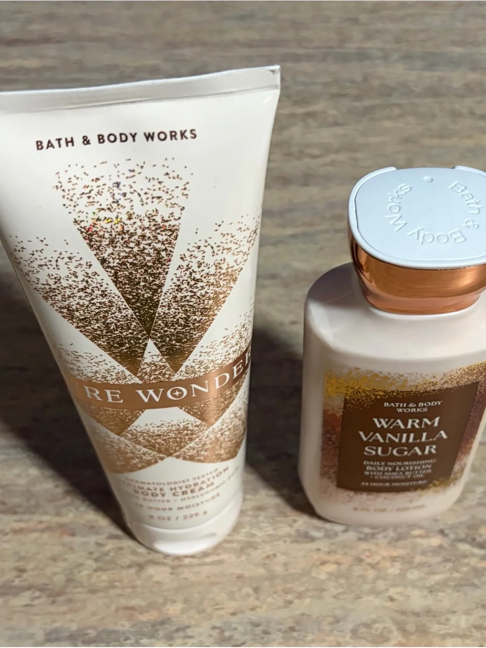 Bath & Body Works Pure Wonder Body Cream & Warm Vanilla Sugar Body Lotion Duo